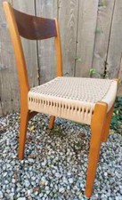 Mid Century Modern  Scandinavian Dining Chair Double Side Rung Danish Chord