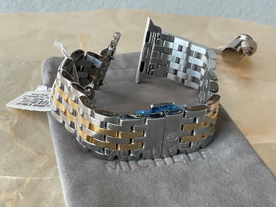 Nuevo Reloj Pulsera Michele APPLE SS/YG Dos Tonos en Bolsa - MS20GL285048 - $595 Foto 3 de 4