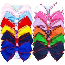 12PCS 5 Inch Hair Bows for Girls Alligator Clips Grosgrain Ribbon Unicorn Rai...