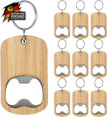 10 Stück Holz Flaschenöffner Schlüsselanhänger Set Kompakter Bieröffner Mit Robu
