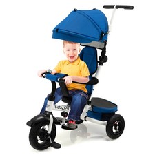 Folding Baby Tricycle w/ 360 Reversible Seat  Adjustable Canopy 1-5 Years Blue