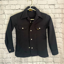 Lee kids Black Work Jacket Button Front Pockets Point Collar Size 6/7 kids USA