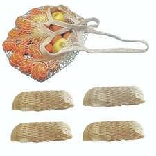 4 PCS Large Cotton Market Bags, 40 Lb, Long Handle, Reusable, String, Tote