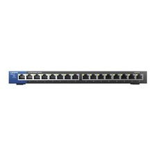 Image of 16 Port Linksys LGS116P PoE+ Switch, Desktop, 16x GbE RJ45 (8 x PoE+), QoS, 80W