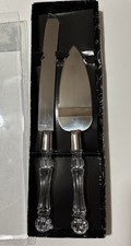Wedding Cake Server And Knife Set With Clear Decorative Faux Crystal Handles