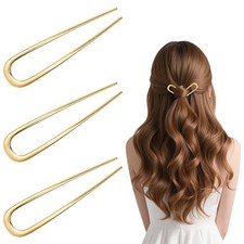 3PCS French Hair Pins,Metal French Hair Pins for ,U-shaped French Pins,Elegan...