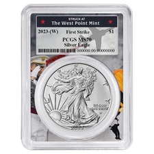 2023 (W) $1 1-oz American Silver Eagle PCGS MS70 FS West Point Frame