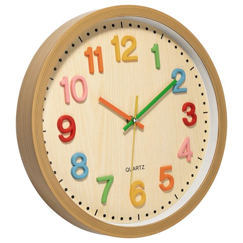 Foxtop Silent Kids Wall Clock Non-Ticking Battery Operated 12 Inch, Colorful  - Picture 4 of 9