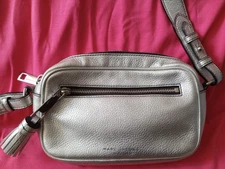 Marc Jacobs Silver Pebble Leather Crossbody Handbag ~ Small ~ Very, Very Good