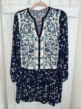 Tiny Anthropologie SZ Small Dress Mixed Print Embroidered Floral Drop Waist