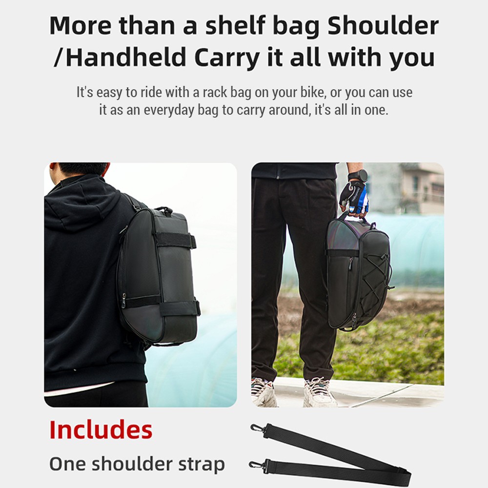 Bike Trunk Bag Large Capacity Reflective Rear Rack Bag Multi-Purpose