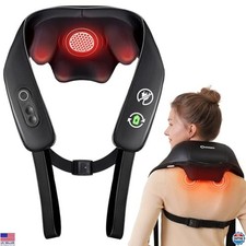 Cordless Neck  Shoulder Massager with Heat, 4D Shiatsu Pain Relief, Portable