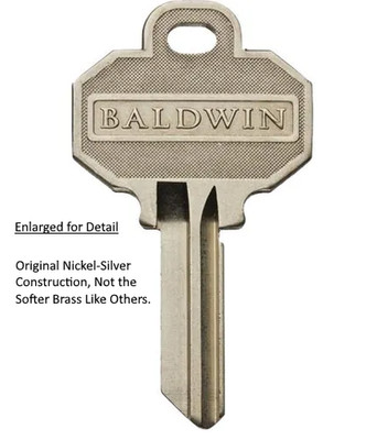 5/Pk - Brand New GENUINE BALDWIN Key Blanks ... 5-Pin C Key Way, Nickel-Silver