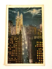 Antique Lower Broadway NYC Postcard: Singer & Woolworth Buildings, Early 1900s