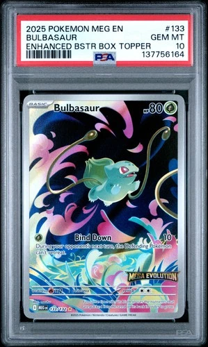 2025 POKEMON MEG EN-MEGA EVOLUTION ENHANCED BOOSTER BOX TOPPER BULBASAUR PSA 10