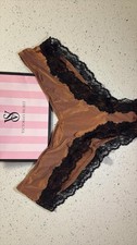 Victoria's Secret Brown Satin And Lace High Leg Cheeky Panties Size M NWT