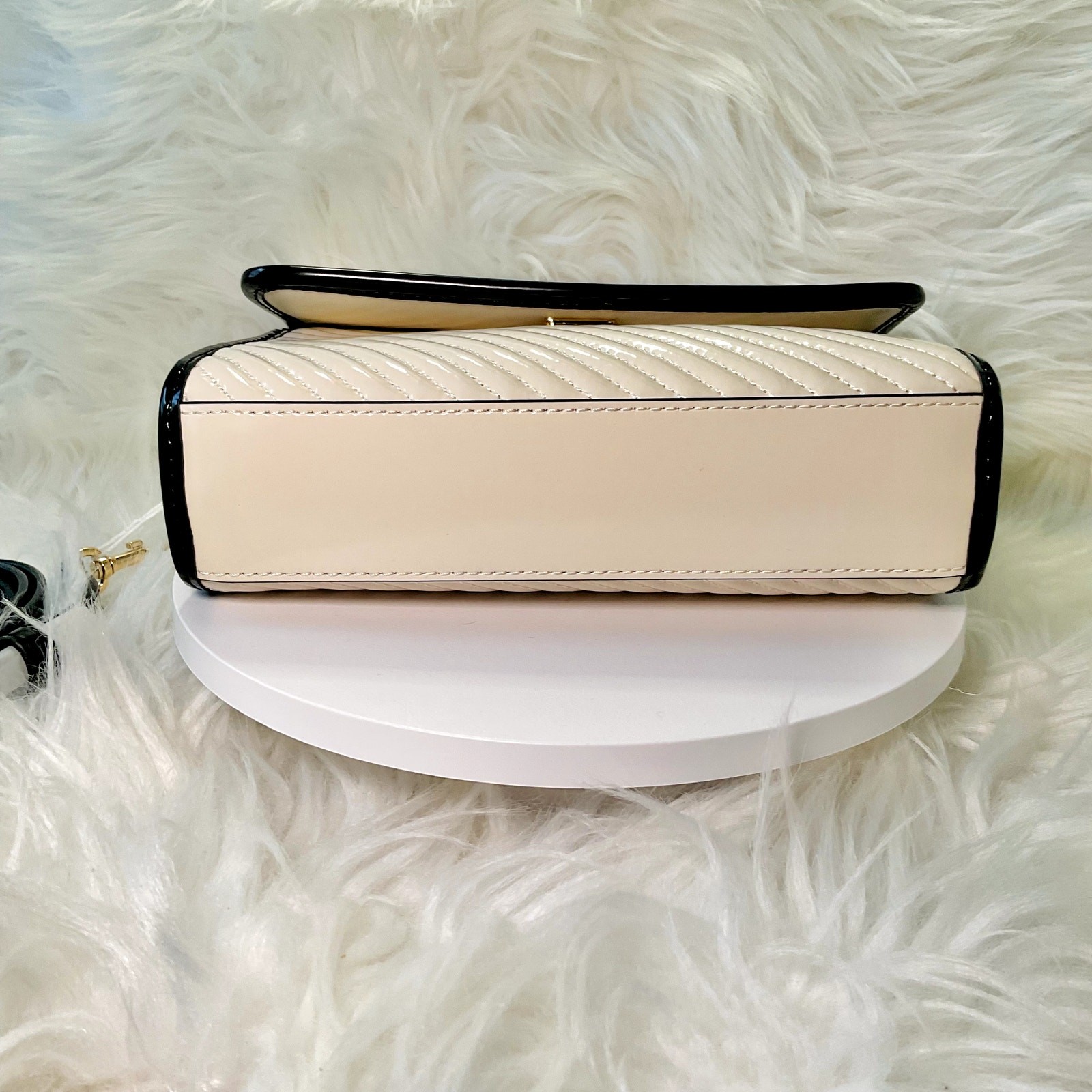 NEW $600 Tory Burch Emerson Quilted Patent Cream Ivory Mini Top Handle Crossbody thumbnail 7