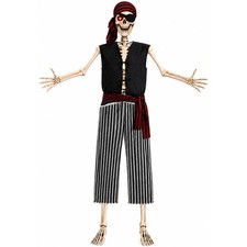 Giant 12 Ft Pirate Skeleton Costume Set - 5 Pcs Halloween Decor Outfit