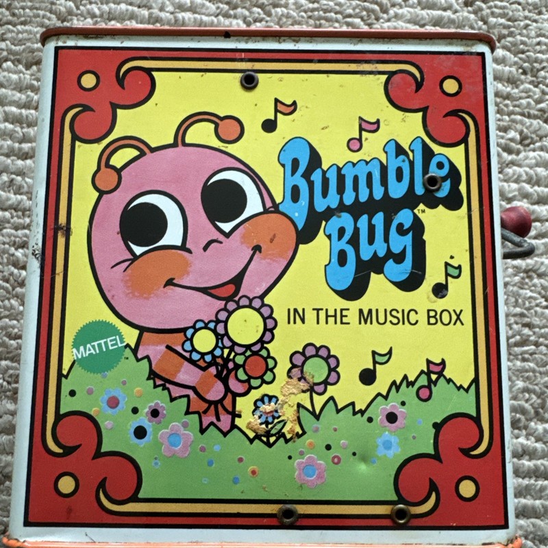 Bumble Bug Music Jack In The Box 1969 Mattel Vintage Rare Working Tin Toy