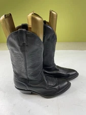Vintage Black Leather Boulet Western Cowboy Boots Mens 10.5 5E Wide Style 9502