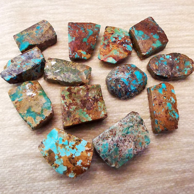 13Pcs Turquoise Natural Chips Nugget, Not Stabilized or Polished, Nishapour Mine