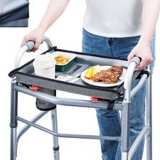 Walker Tray with Cup Holder   Hard Top Walker Accessory for Seniors   Folding...