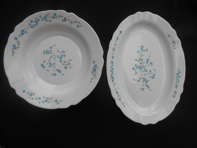 ARCOPAL Frankreich Veronica Myosotis 2 Teller rund und oval 29 cm und 34,5 cm (neu)