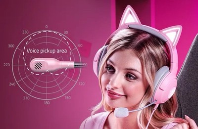 Razer Kraken Kitty V2 Wired Over-Ear Gaming Headset - Quartz