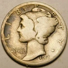 1917 D Mercury Dime G - VG   "Actual Coin Pictured - Appears Cleaned"