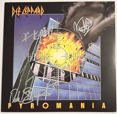 Def Leppard Entire Band Signed Autographed Pyromania Vinyl Record