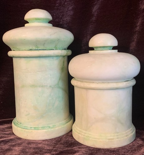 RARE Antique 19th Century European Alabaster Pharmacy Jar Set Apothecary - 第 3/11 張圖片