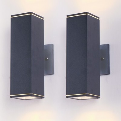 2 Pack 12'' Outdoor Porch Wall Light Up Down Aluminum Waterproof Exterior Sconce
