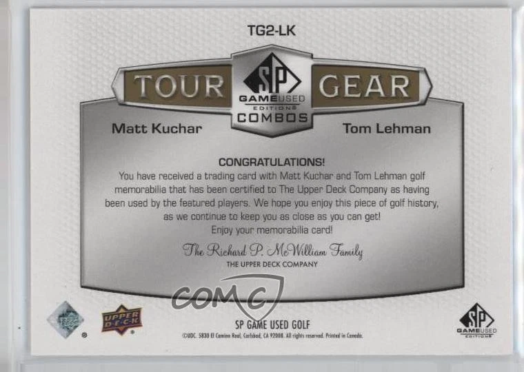2024 SP Game Used Tour Gear Combos Gold /49 Matt Kuchar Tom Lehman #TG2-LK - Image 2 of 2