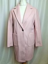 Marks & Spencer Single Breasted Coat Pink Jacket Relaxed Mid Length UK10 C5156