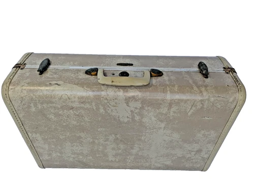 Vintage Samsonite Shwayder Suitcase 4521 MARBLE Cream Tan 21x13x8 Train Luggage