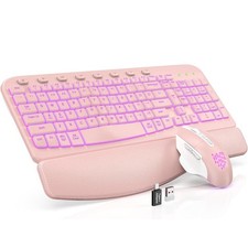 MA 12 Pro RGB Backlit Wireless Keyboard Mouse Combo -Pink