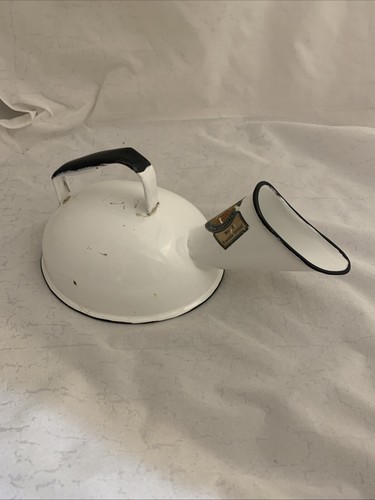 Jones Ware orinatoio femminile #2 metallo smaltato bianco etichetta originale molto buono (KA) - Foto 1 di 4