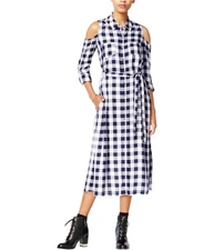 maison Jules Womens Check Shirt Dress