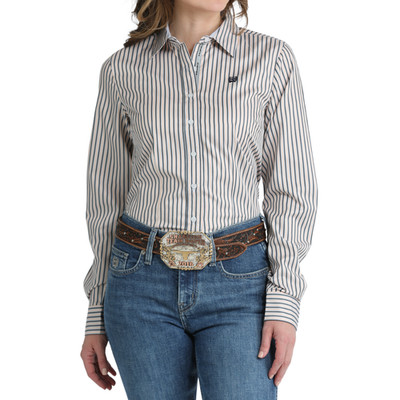 Cinch Ladies Multi Stripe Print Button Down Shirt MSW9165088