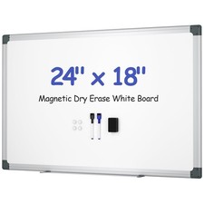 Magnetic White Board for Wall, 24 x 18 Dry Erase Board Kit with 2 Magnetic Dry E