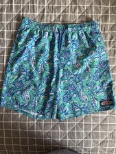 Vineyard Vines Men s Swim Trunks Large Seahorse Shell Print Blue Green