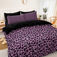 Leopard Print Comforter Twin Black and Purple Bedding Sets 6 Pcs Purple Cheet...