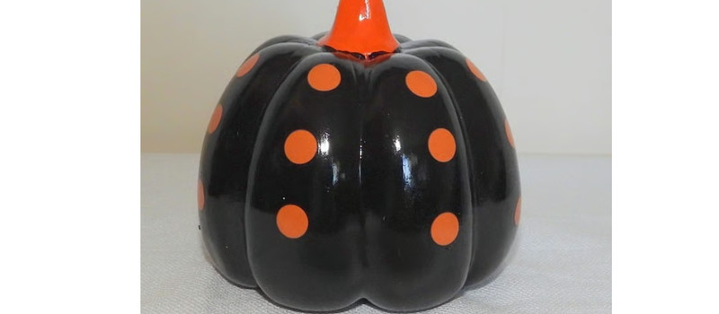 Black Orange Polka Dot Spot Pumpkin ceramic Halloween Autumn Fall Thanksgiving