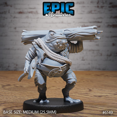D&D Miniature - Toad Folk Lumberjack Set 138 - 3D Model Print DnD Figur Druck