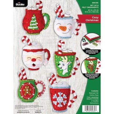 Bucilla Filz Ornamente Applikation 6er Set - Cozy Christmas 89639E
