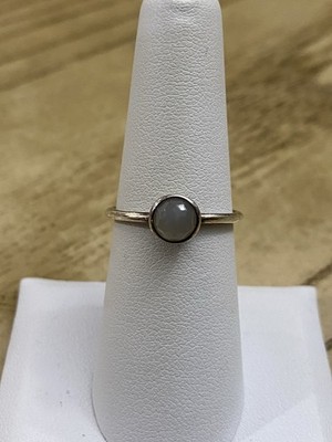 PANDORA Sterling Silver 925 Designer Signed Grey Stone Band Ring