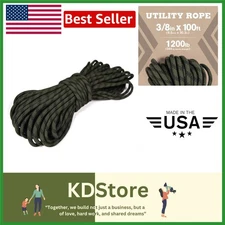 Heavy Duty Camouflage Braided Utility Rope, 100ft, 1200lb Strength