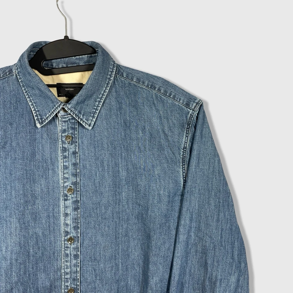 Rag & Bone Denim Button Front Shirt Mens XL Medium Wash Retro Western Casual - Image 2 of 4