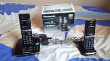 Panasonic KX TG8062 Twin Cordless Phones Answering Machine Black Set Box, Manual