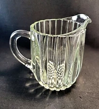 VTG Jeanette Ribbed Glass Milk Pitcher National Pattern Hobnail Pattern/ Bottom